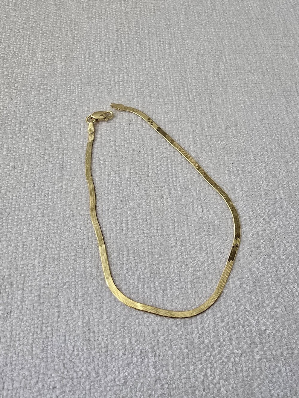 Italy Gold Over Sterling Silver Herringbone Chain Anklet 9"